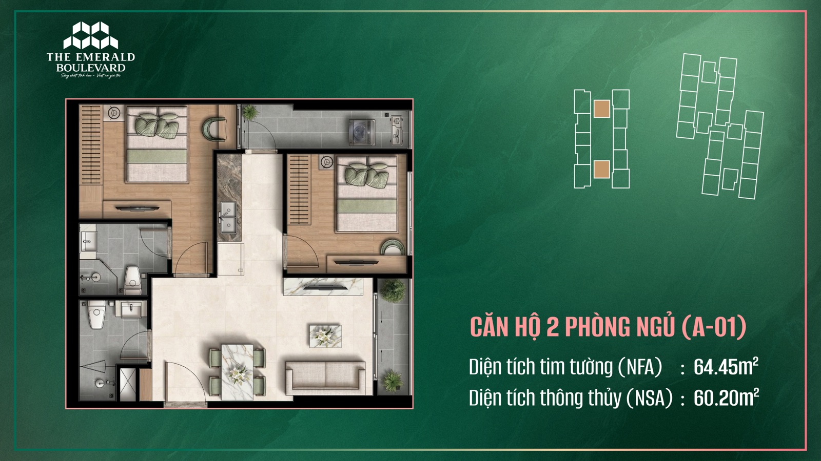 Mặt bằng căn hộ 2PN